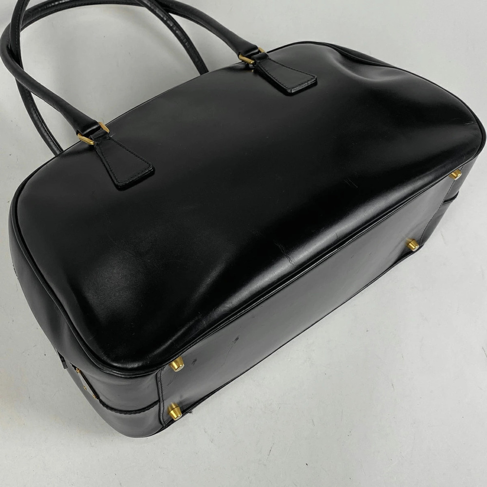 Prada Logo Plate Handbag Shoulder Bag Leather Nero Black - Picture 2 of 7